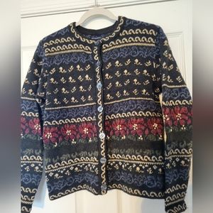 Vintage Newton Trading Co Vintage Sweater Cardigan Womens Floral Wool Blend